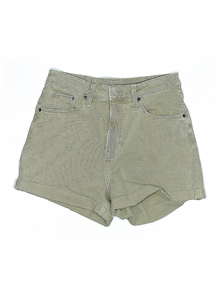 &Denim by H&M Solid Green Denim Shorts Size 6 - photo 1