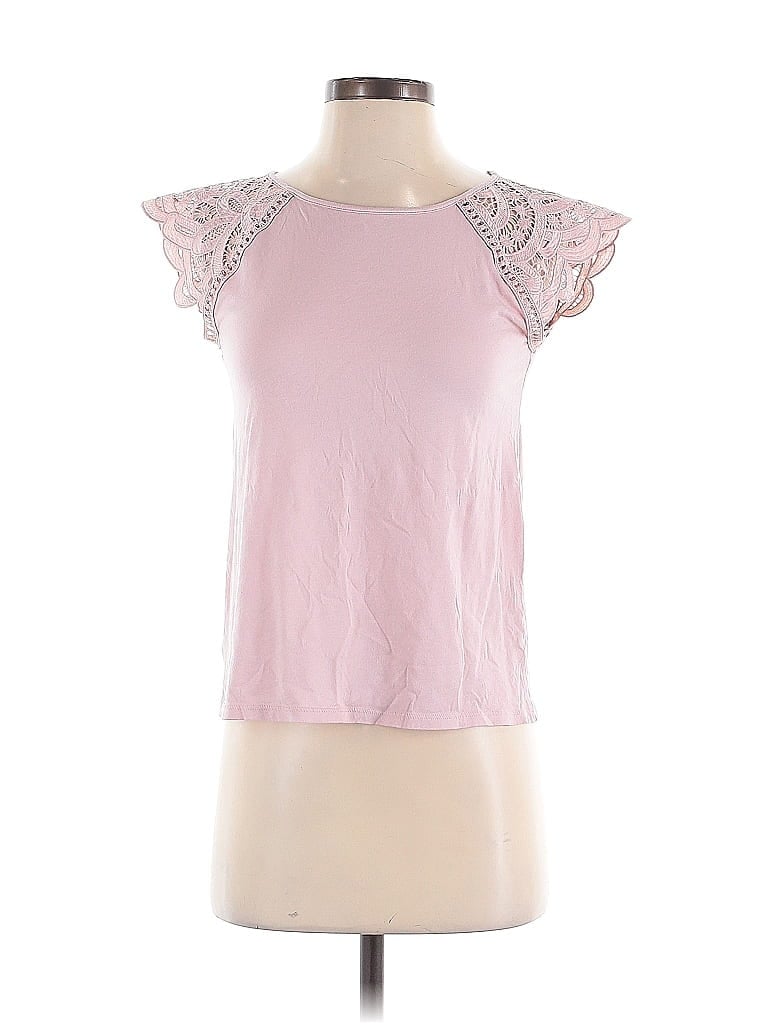 Pre-owned Ann Taylor Loft Short Sleeve Top Pink Keyhole Neckline Tops