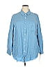 Foxcroft 100% Tencel Blue 3/4 Sleeve Button-Down Shirt Size 18 - photo 1