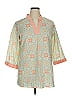 Foxcroft 100% Cotton Color Block Green 3/4 Sleeve Top Size 14 - photo 1