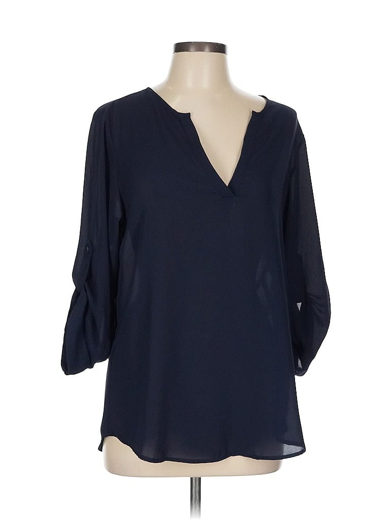 Collective Concepts 100% Polyester Blue 3/4 Sleeve Blouse Size L - photo 1