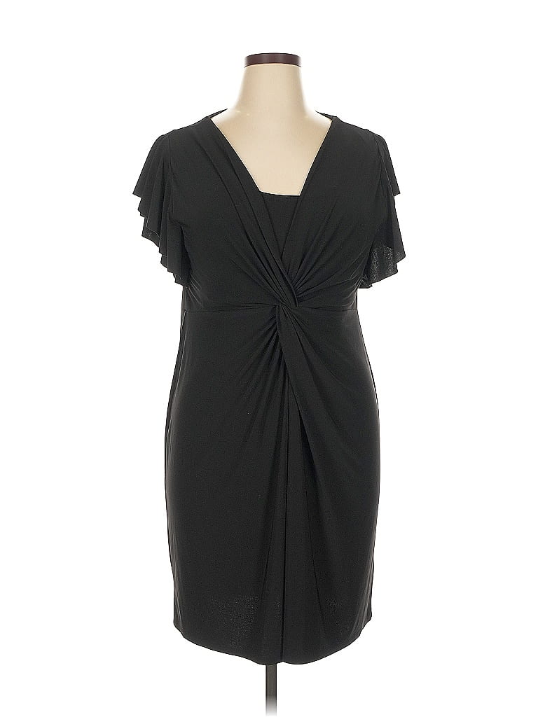 Robe Cocktail Evan-Picone Noire Extensible - Taille 12, Dos Nu, Occasion Très Bon état