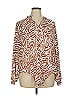 Belle By Kim Gravel 100% Polyester Animal Print Brown Long Sleeve Blouse Size 1X - photo 1
