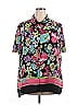 Sag Harbor 100% Polyester Floral Black Short Sleeve Blouse Size 2X - photo 1