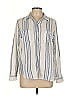 Nili Lotan 100% Cotton Stripes Ivory 3/4 Sleeve Button-Down Shirt Size L - photo 1