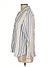 Nili Lotan 100% Cotton Stripes Ivory 3/4 Sleeve Button-Down Shirt Size L - photo 5
