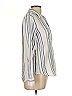 Nili Lotan 100% Cotton Stripes Ivory 3/4 Sleeve Button-Down Shirt Size L - photo 4