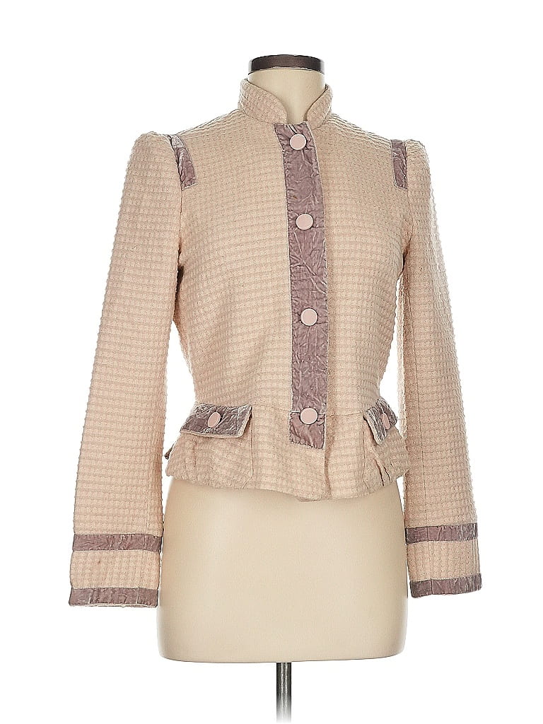 MARC JACOBS Size XS Pink Taupe Wool Graphic Short Sleeve Coat main image 0