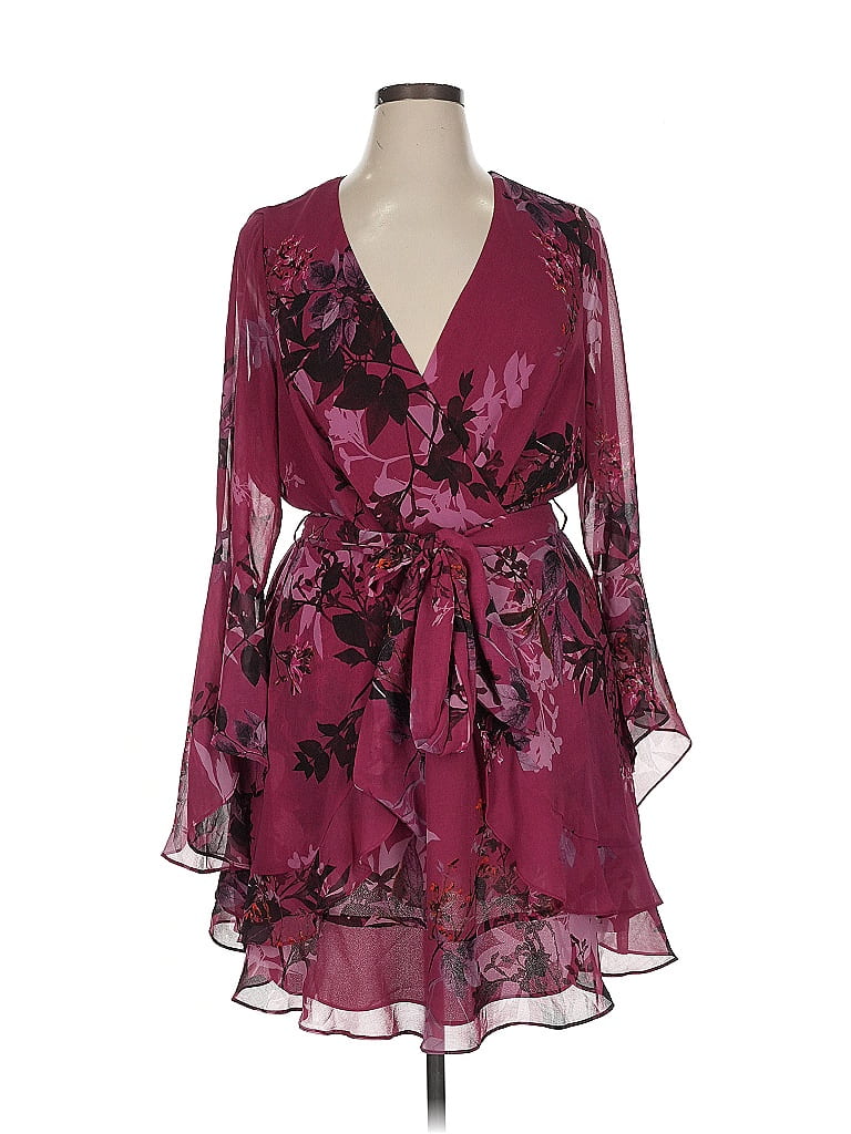 City Chic 100% Polyester Burgundy Cocktail Dress Size 16 - photo 1
