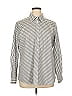 Foxcroft 100% Cotton Chevron-herringbone Gray Long Sleeve Button-Down Shirt Size 16 - photo 1