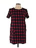 Soprano 100% Cotton Plaid Red Casual Dress Size L - photo 1
