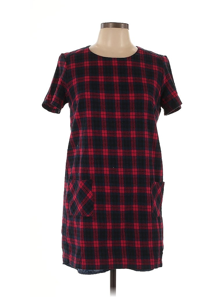Soprano 100% Cotton Plaid Red Casual Dress Size L - photo 1