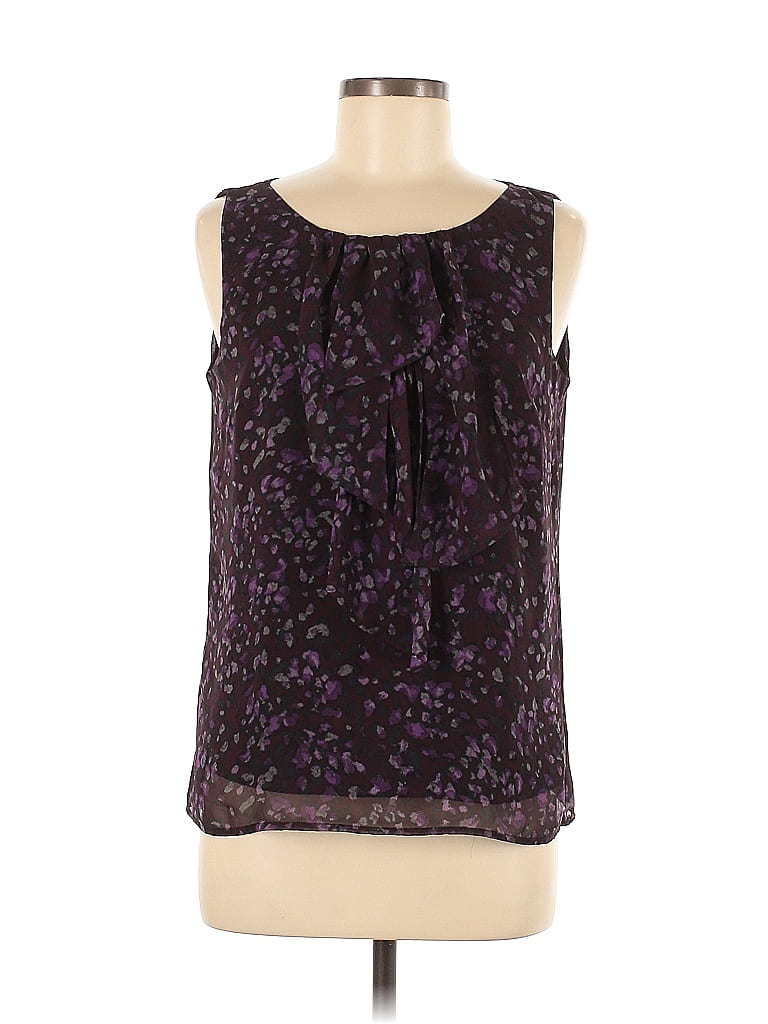 Ann Taylor LOFT Outlet Floral Purple Sleeveless Blouse Size M - photo 1