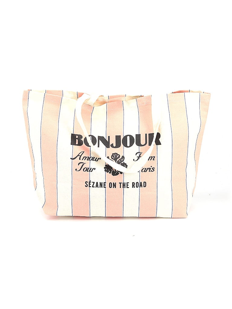 Sézane 100% Cotton Stripes Ivory Pink Tote One size - photo 1