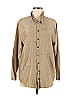 Flax 100% Silk Solid Tan Long Sleeve Silk Top Size 6 - photo 1
