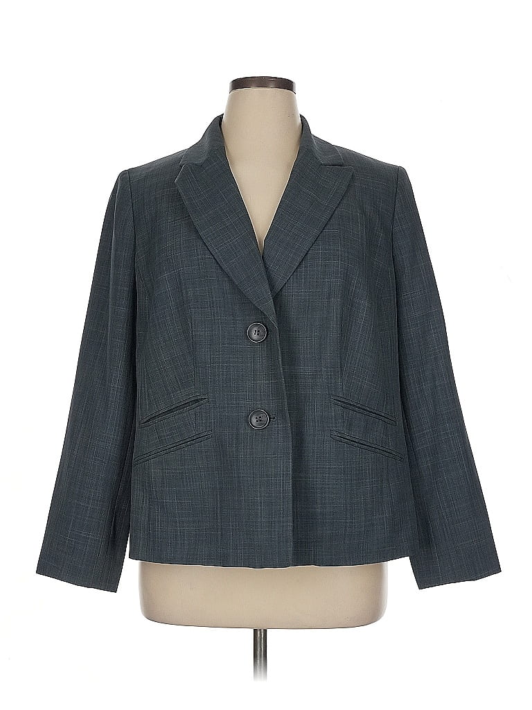 Le Suit Plaid Gray Blazer Size 16 - photo 1