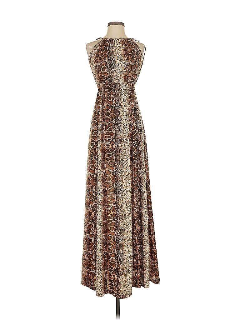 Veronica M. Animal Print Brown Casual Dress Size XS - photo 1