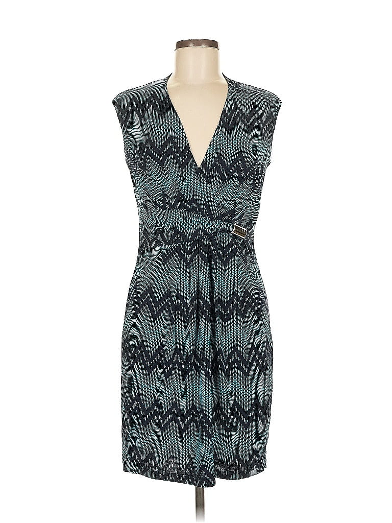 En Focus Studio Chevron-herringbone Teal Cocktail Dress Size 6 - photo 1
