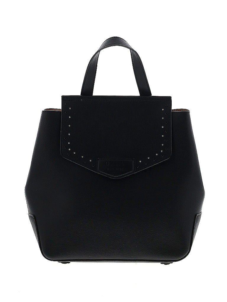 DKNY 100% Leather Solid Black Leather Backpack One size - photo 1