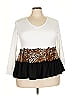 B Famous #USA Animal Print Ivory 3/4 Sleeve T-Shirt Size 2X - photo 1