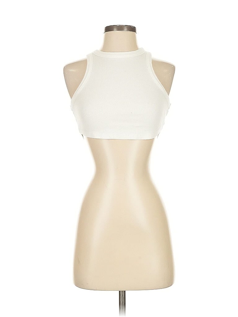 Pre-owned Edikted Tank Top Ivory Halter Neckline Tops In White