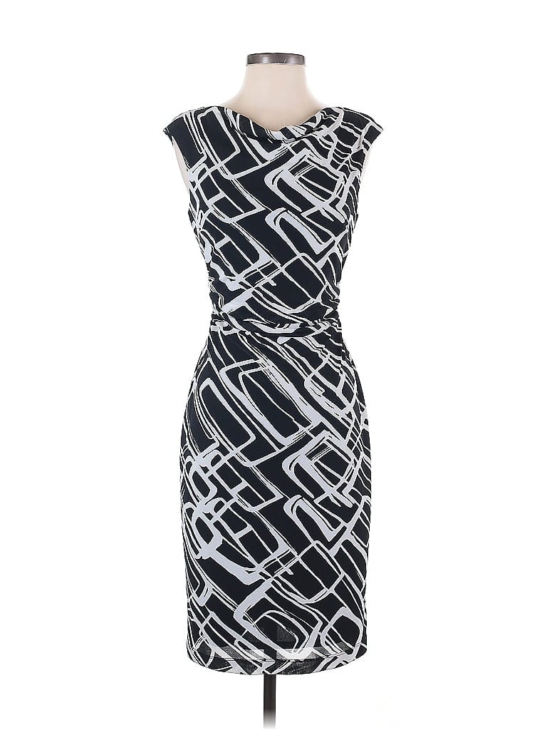 David Meister 100% Polyester Graphic Black Cocktail Dress Size 2 - photo 1