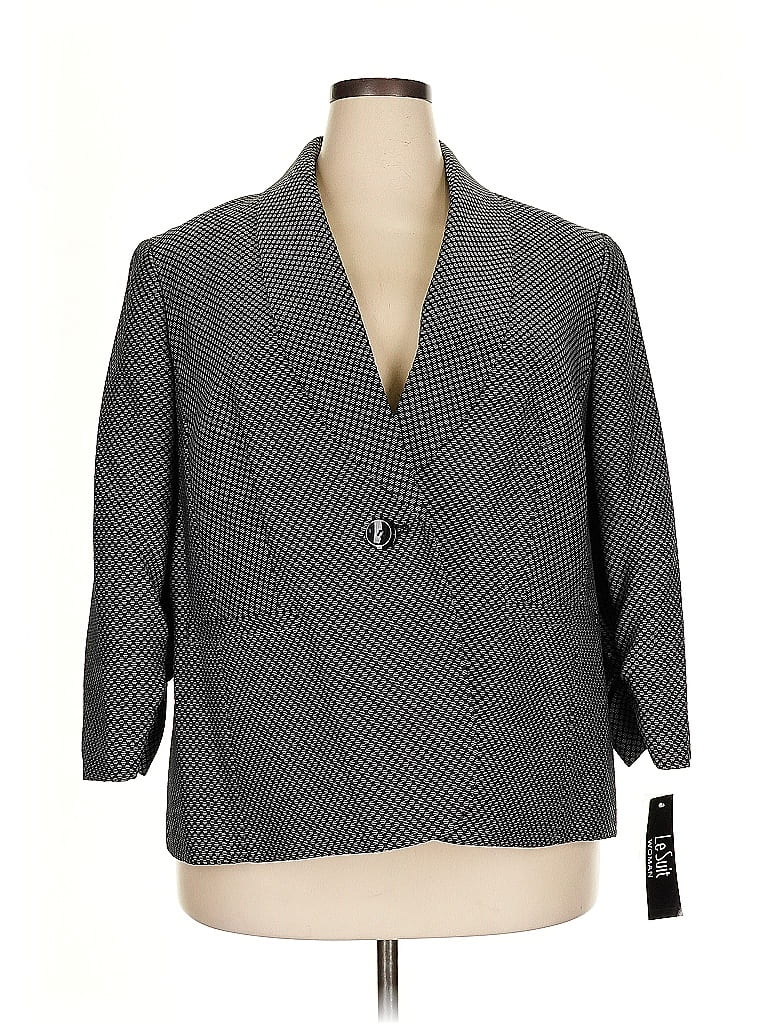 Le Suit Houndstooth Gray Blazer Size 20 - photo 1