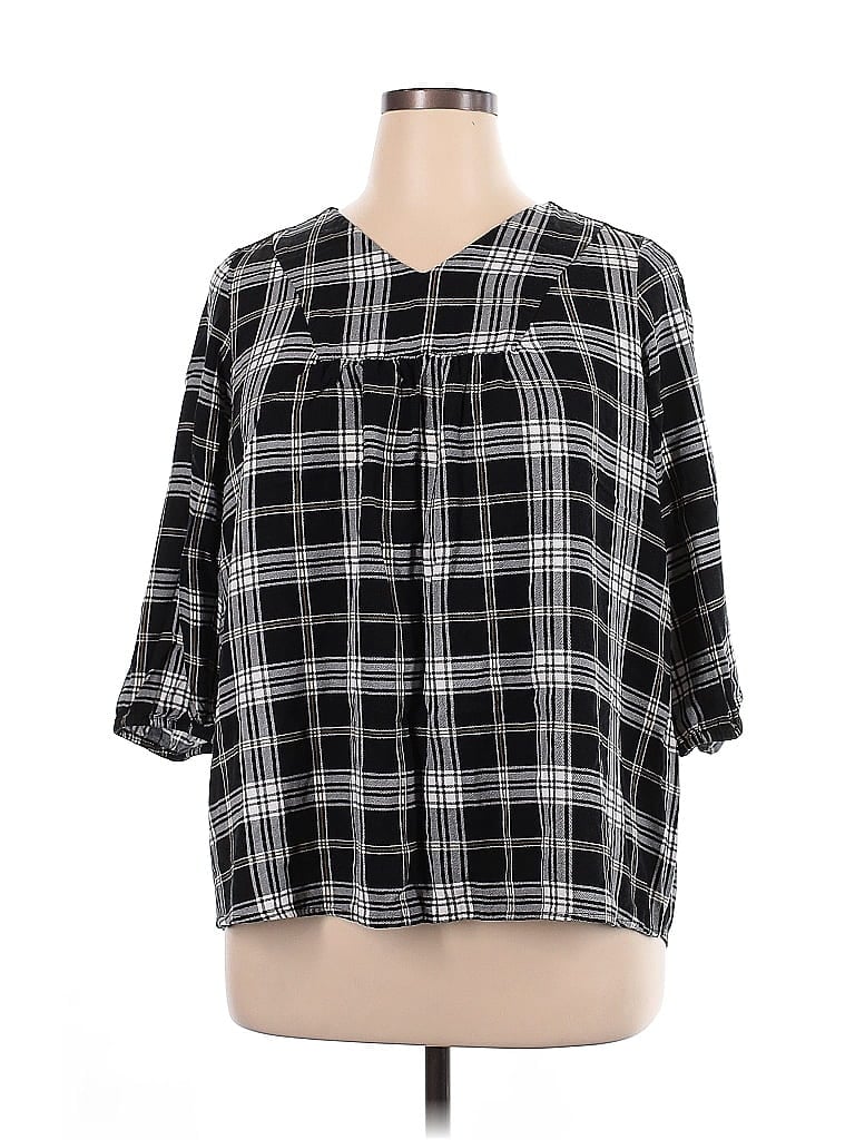 Lane Bryant Outlet 100% Rayon Black 3/4 Sleeve Blouse Size 14 - photo 1