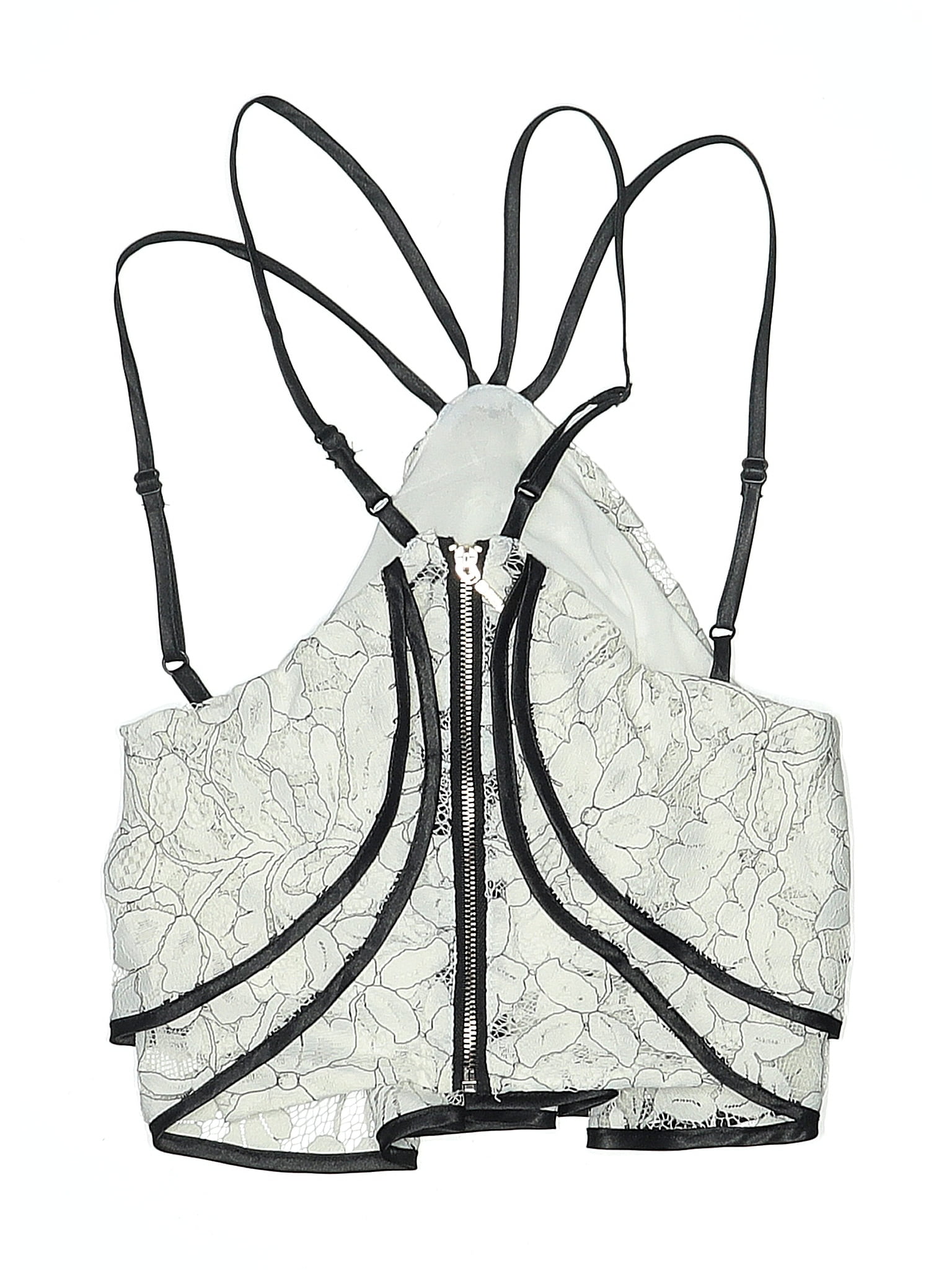 Missguided Silver White Sleeveless Blouse Size 0
