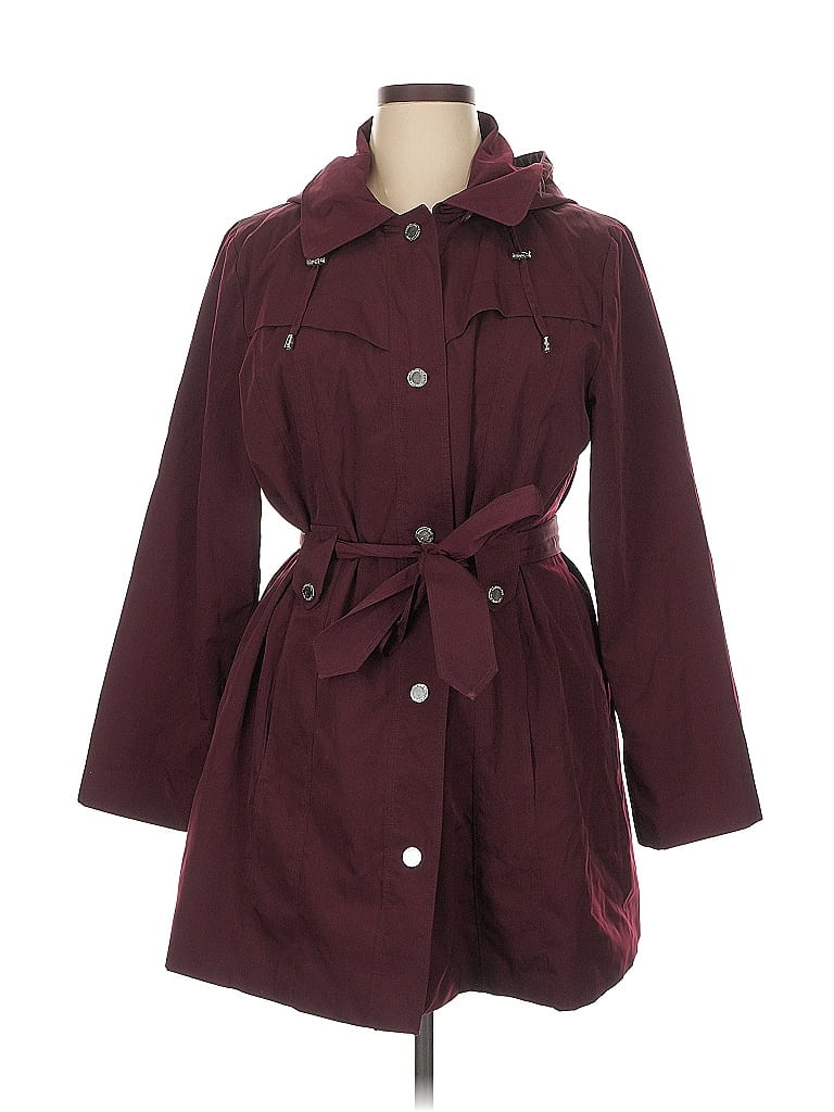 London Fog 100% Polyester Burgundy Trenchcoat Size XL - photo 1