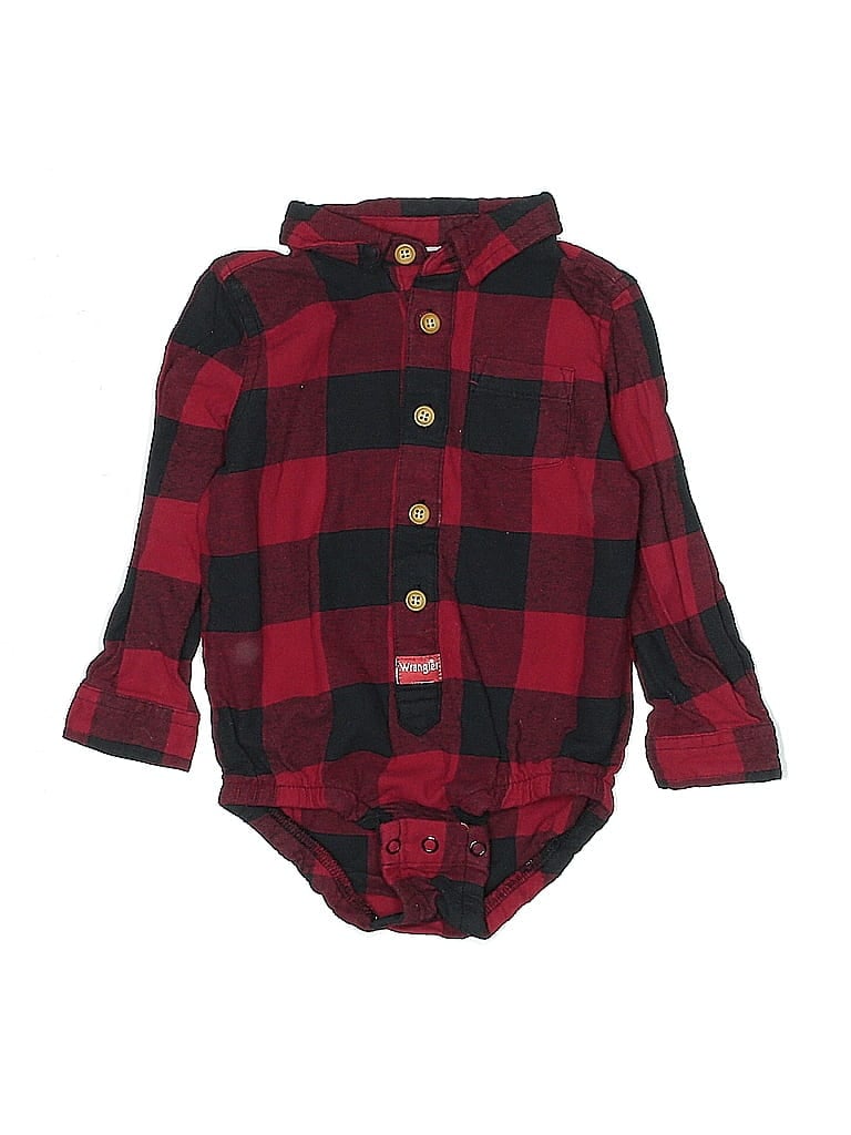 Wrangler Jeans Co 100% Cotton Plaid Red Long Sleeve Onesie 18-24 MO / 24 MO - photo 1