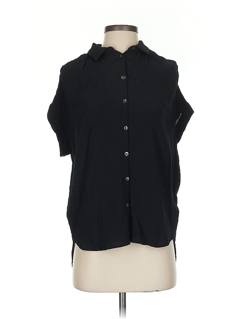 Pre-owned Madewell Short Sleeve Blouse In Black