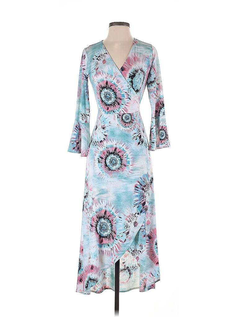 Veronica M. Print Blue Casual Dress Size XS - photo 1
