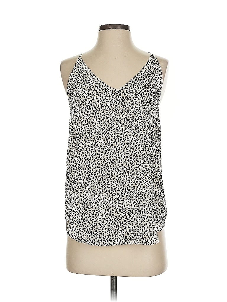 Pre-owned Ann Taylor Loft Outlet Sleeveless Top Ivory Scoop Neck Tops In White