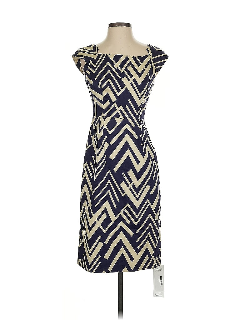 an original MILLY of New York Chevron-herringbone Blue Cocktail Dress Size 2 - photo 1