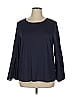 Ann Taylor LOFT Color Block Blue Long Sleeve T-Shirt Size XL - photo 1