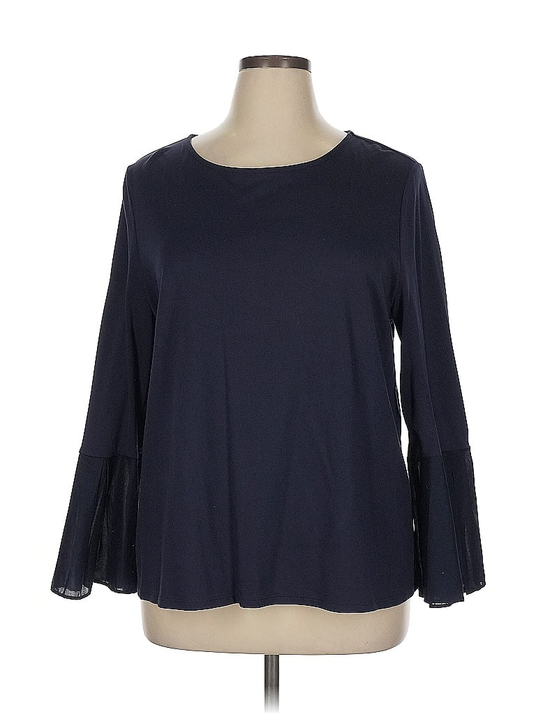 Ann Taylor LOFT Color Block Blue Long Sleeve T-Shirt Size XL - photo 1