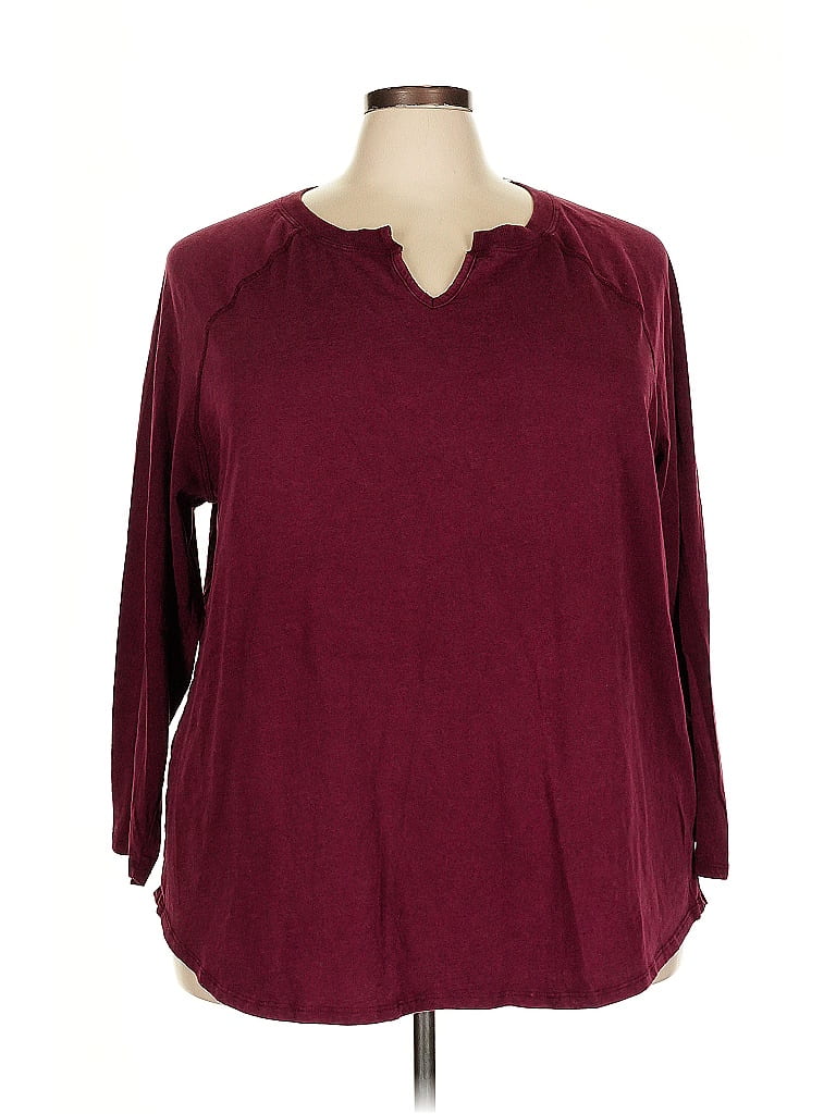 Terra & Sky Burgundy 3/4 Sleeve Top Size 3X - photo 1