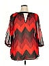 B.wear 100% Polyester Red 3/4 Sleeve Blouse Size 2X - photo 2