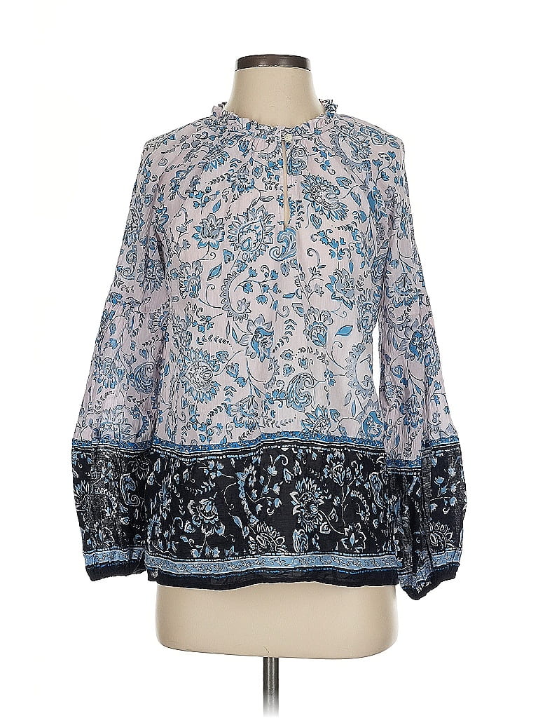 Pre-owned Ann Taylor Loft Long Sleeve Blouse In Blue