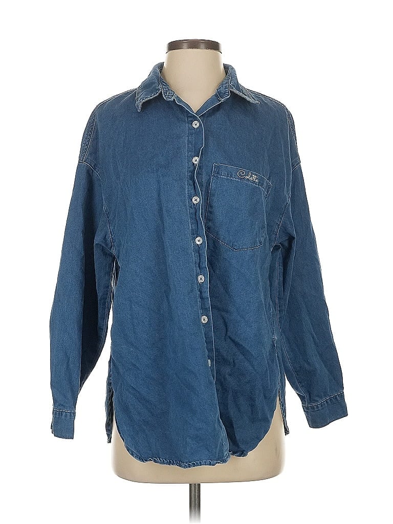 BTFBM 100% Cotton Blue Long Sleeve Button-Down Shirt Size S - photo 1