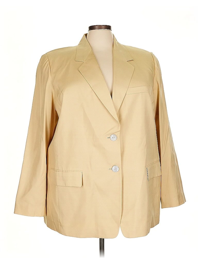 Linda Allard Ellen Tracy 100% Silk Tan Silk Blazer Size 24 - photo 1