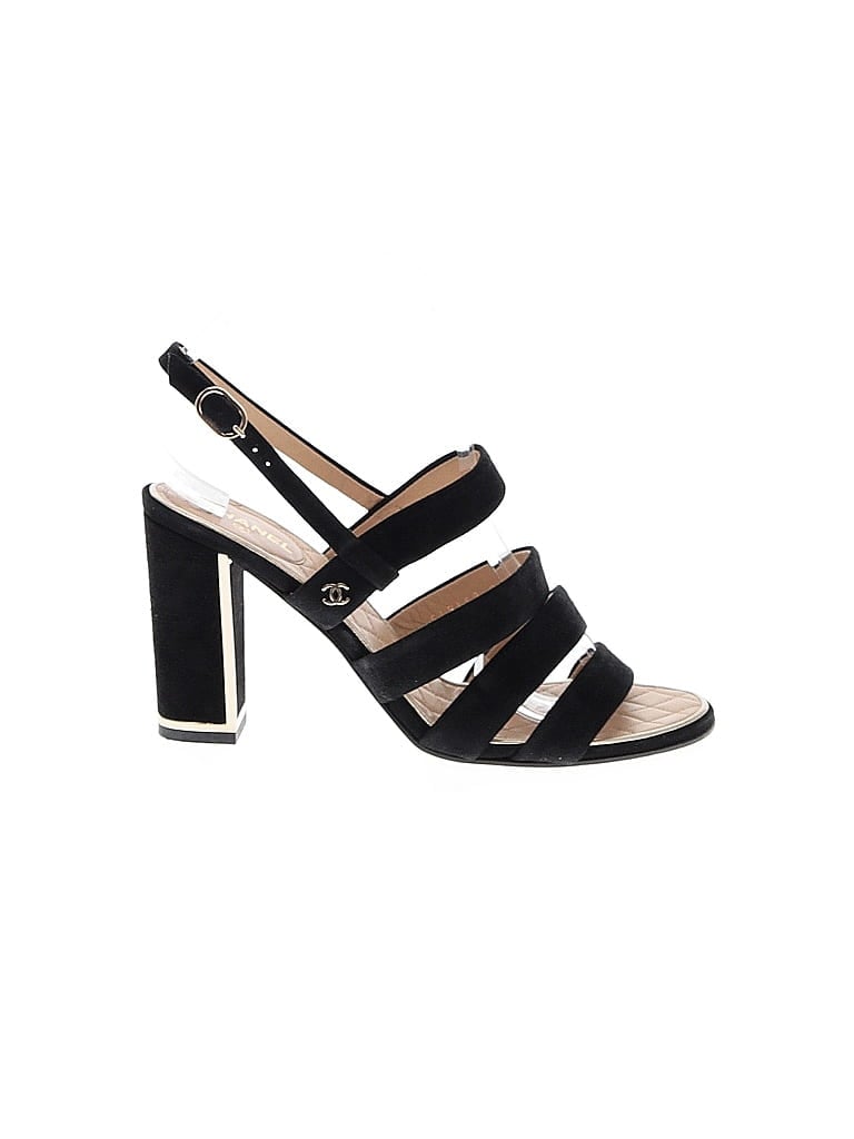 Chanel 100% Suede Black Heels Size EU 38 1/2 - photo 1