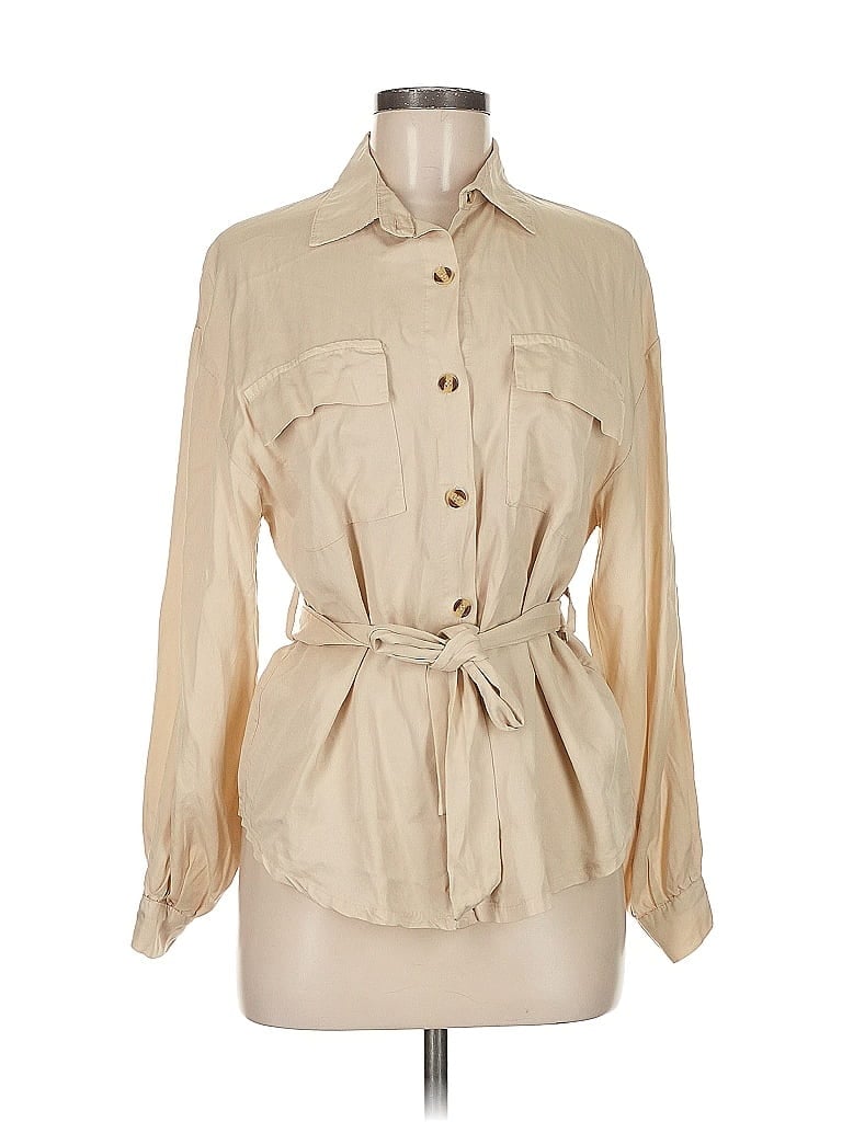 Contesa 100% Tencel Tan Long Sleeve Blouse Size M - photo 1