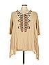Roaman's 100% Rayon Tan 3/4 Sleeve Blouse Size 22 - photo 1