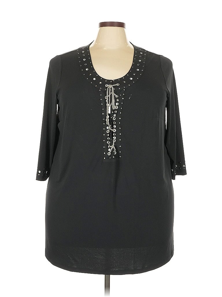 Roaman's Black 3/4 Sleeve Blouse Size 22 - photo 1