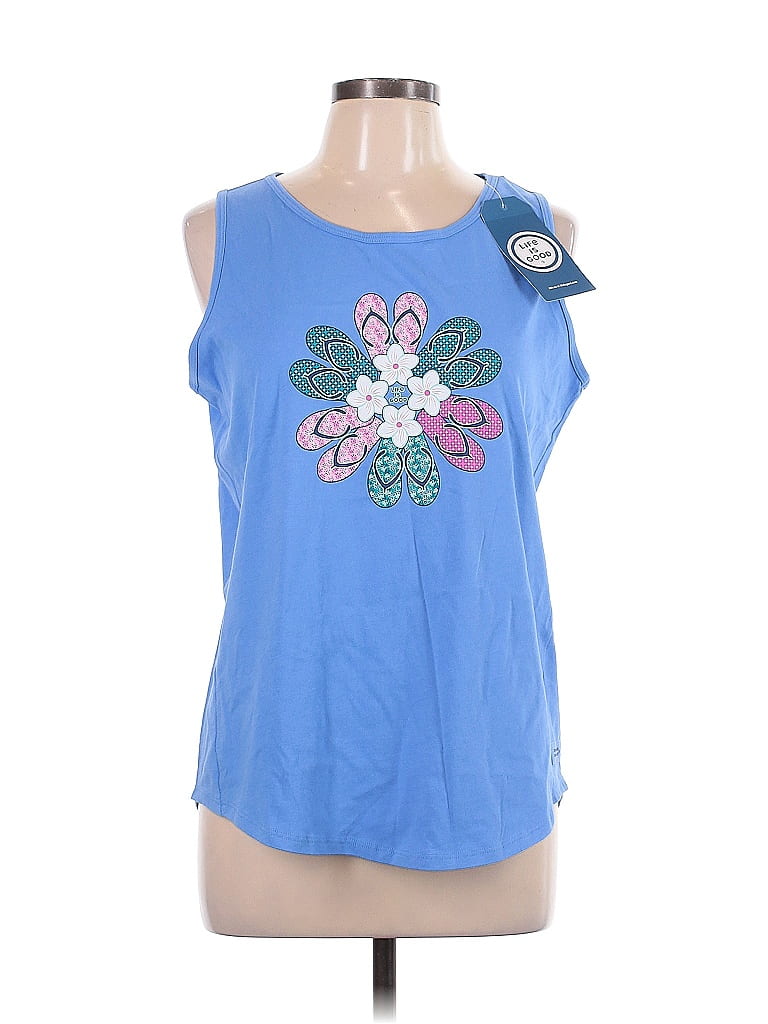 Life Is Good 100% Cotton Blue Sleeveless T-Shirt Size L - photo 1