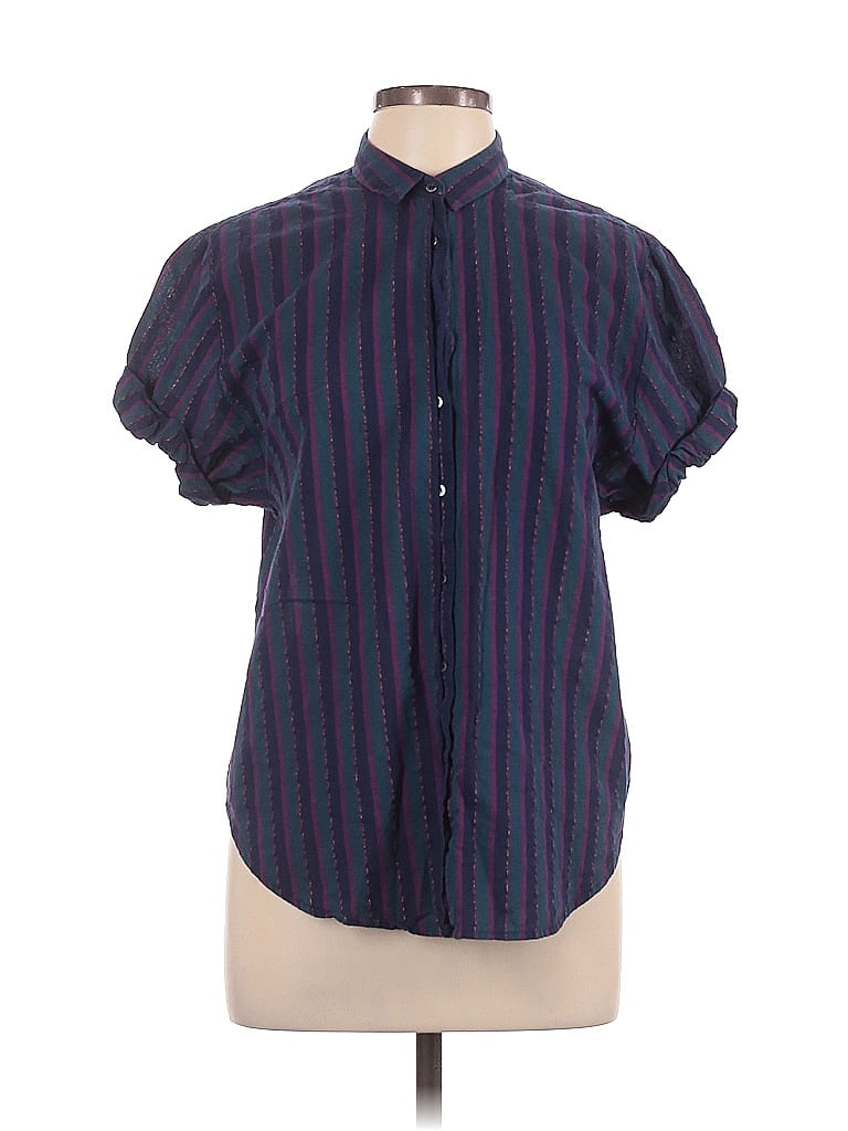 Xirena Stripes Purple Short Sleeve Blouse Size XS - photo 1