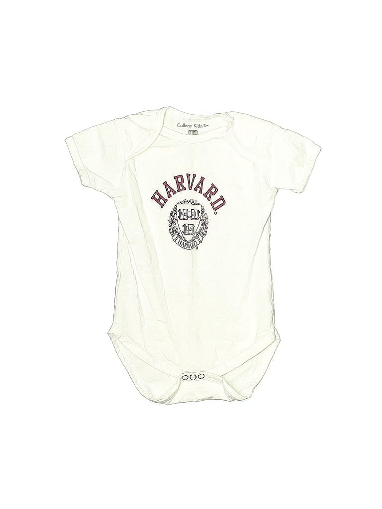 College Kids 100% Cotton Solid Ivory Short Sleeve Onesie 3-6 MO / 6 MO - photo 1