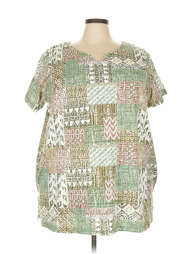 Woman Within Tweed Green Short Sleeve T-Shirt Size 26 - photo 1